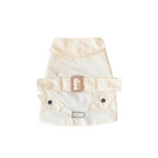 Beige dog coat with a belt on a white background