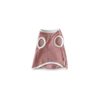 Pink pet dress with circular cutouts on a white background