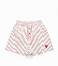 Red and white striped shorts on a white background