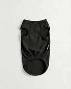 Black dog sweater on a light gray background