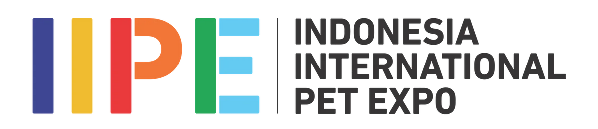 Logo of Indonesia International Pet Expo with colorful letters on a white background